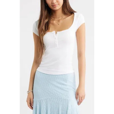 Bp. Square Neck Stretch Knit Henley T-shirt In Metallic