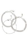 BP. BP. STERLING SILVER DIPPED ASSORTED SET OF 3 CHAIN BRACELETS
