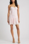 Bp. Strapless Sequins Flounce Hem Minidress In Pink