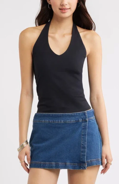 Bp. Stretch Cotton Halter Top In Black