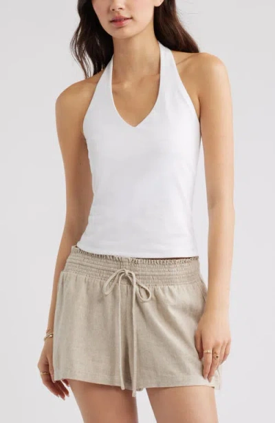 Bp. Stretch Cotton Halter Top In White