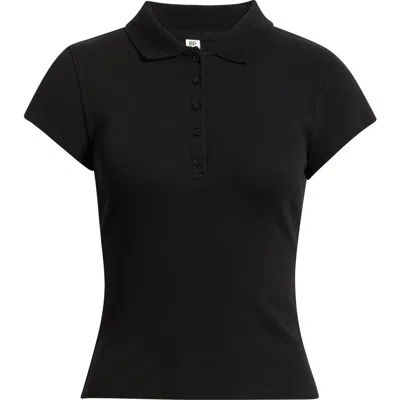 Bp. Stretch Cotton Rib Polo In Black