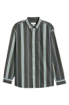 Bp. Stripe Cotton Button-down Shirt In Green
