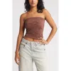 Bp. Textured Floral Tube Top In Brown Topaz