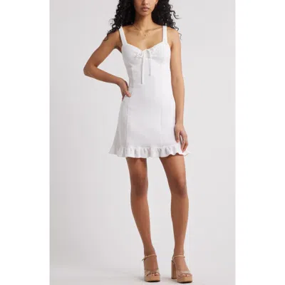 Bp. Textured Ruffle Hem Minidress In White Blanc
