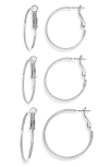 Bp. Thin Sassy 3 Pairs Of Hoop Earrings