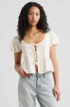 Bp. Tie Front Cotton Poplin Top