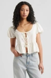 Shop Bp. Tie Front Cotton Poplin Top In White Blanc