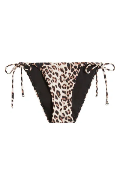 Bp. Tie Side Bikini Bottoms In Black- Tan Animal