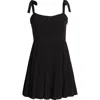 Bp. Tie Strap Pleated Minidress In Black