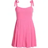 Bp. Tie Strap Pleated Minidress In Pink Butterfly
