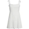 Bp. Tie Strap Pleated Minidress In White Blanc