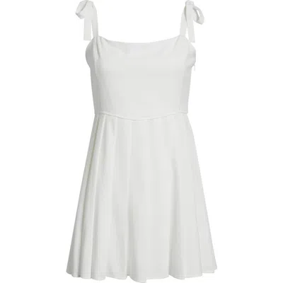 Bp. Tie Strap Pleated Minidress In White Blanc