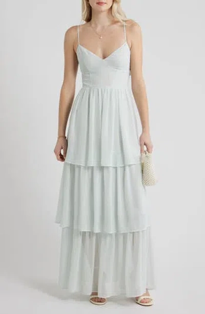Bp. Tiered Chiffon Maxi Cocktail Dress In Neutral