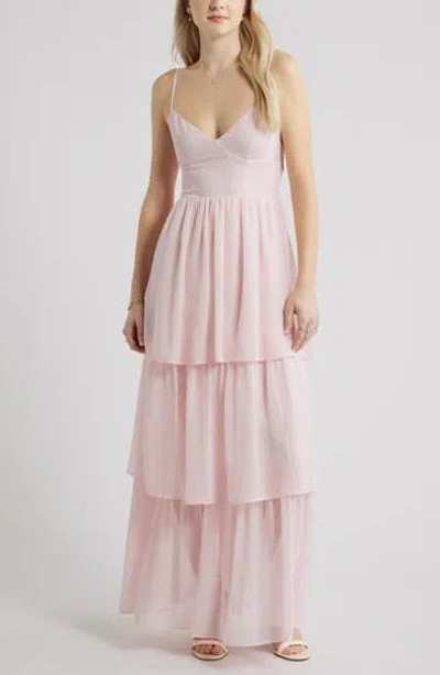 Bp. Tiered Chiffon Maxi Cocktail Dress In Pink