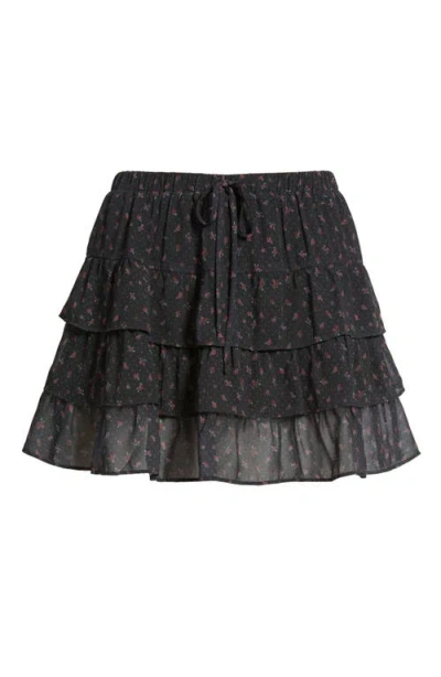 Bp. Tiered Chiffon Miniskirt In Black
