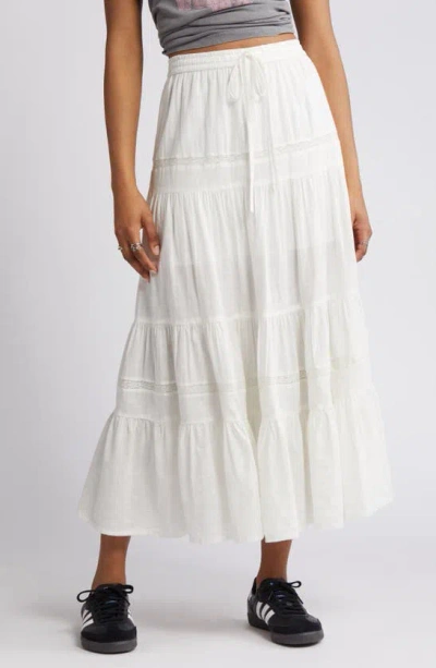 Bp. Tiered Cotton Maxi Skirt In Ivory