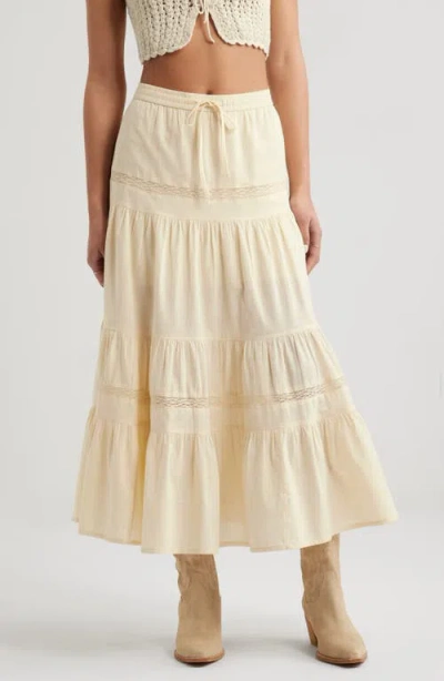 Bp. Tiered Cotton Maxi Skirt In Ivory Gleam