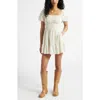 Bp. Tiered Puff Sleeve Dress In Ivory- Orange Mini Bloom