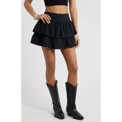 Bp. Tiered Ruffle Cotton Miniskort In Black