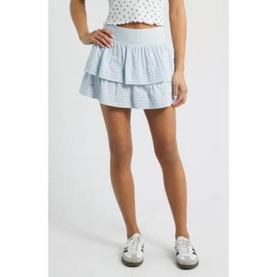 Bp. Tiered Ruffle Cotton Miniskort In Blue