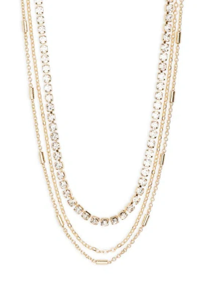 Bp. Triple Layer Crystal Necklace In Gold