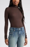 Bp. Turtleneck Rib Top In Brown Coffee