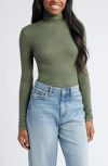 Bp. Turtleneck Rib Top In Green Beetle