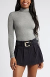 Bp. Turtleneck Rib Top In Grey Cloudy Heather
