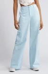 Bp. Twill Wide Leg Cargo Pants In Blue Omphalodes