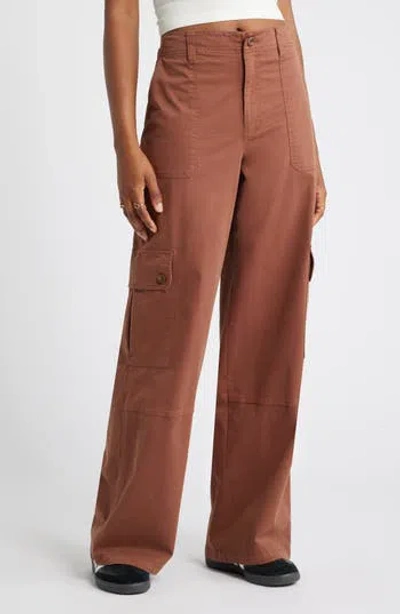 Bp. Twill Wide Leg Cargo Pants In Brown Tiramisu