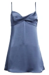 Bp. Twist Front Satin Minidress In Blue Indigo