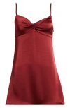 Bp. Twist Front Satin Minidress In Red Grape