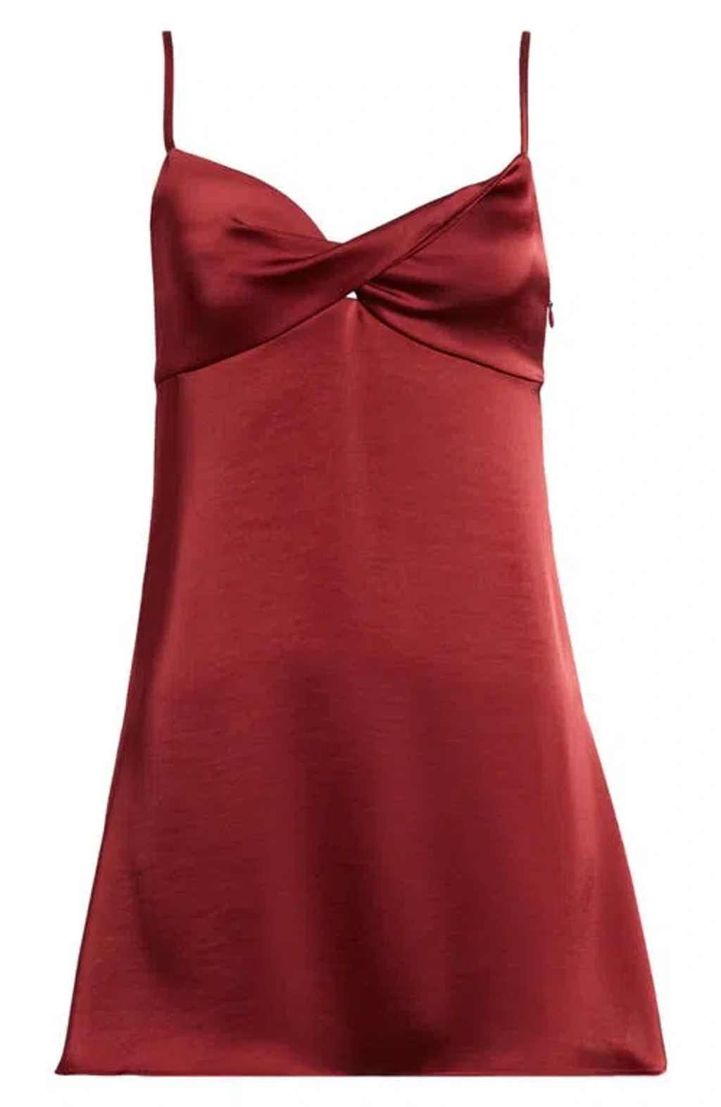 knee length dresses for ladies Twist Front Satin Strapless Mini Dress Red / M
