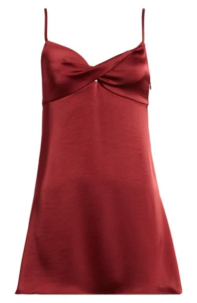 Bp. Twist Front Satin Minidress In Red Grape