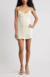 Bp. Twist Front Satin Minidress In Neutral