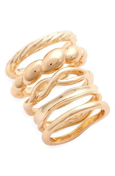 Bp. Twisted Metal Set Of 5 Rings In Gold