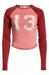 Bp. Varsity Long Sleeve Raglan T-shirt In Pink- Ivory Thirteen