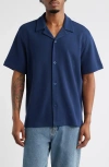 Bp. Waffle Knit Camp Shirt In Blue
