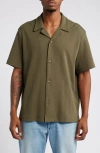 Bp. Waffle Knit Camp Shirt In Olive Night