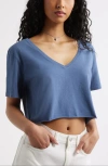Bp. Washed V-neck Crop T-shirt In Blue