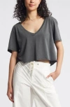 Bp. Washed V-neck Crop T-shirt In Black Night
