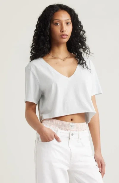 Bp. Washed V-neck Crop T-shirt In Blue Illusion