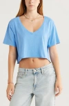 Bp. Washed V-neck Crop T-shirt In Blue Stream