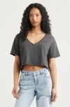 Bp. Washed V-neck Crop T-shirt In Gray