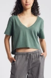 BP. BP. WASHED V-NECK CROP T-SHIRT