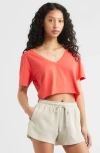 Bp. Washed V-neck Crop T-shirt In Red Bittersweet