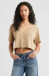 Bp. Washed V-neck Crop T-shirt In Tan Savannah