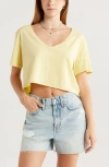Bp. Washed V-neck Crop T-shirt In Yellow Mellow