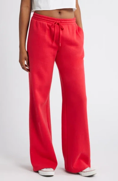 Bp. Wide Leg Fleece Pants In Red Lipstick